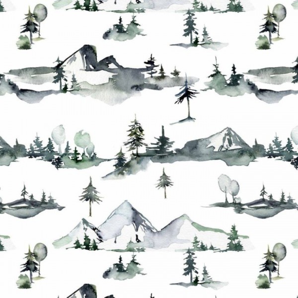 French Terry Digital Mountains - Col. 002 white