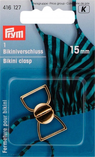Bikiniverschluss Metall, gold, 15mm