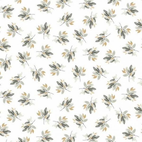 Jersey Digital Flowers and Leaves - Col. 012 white/green