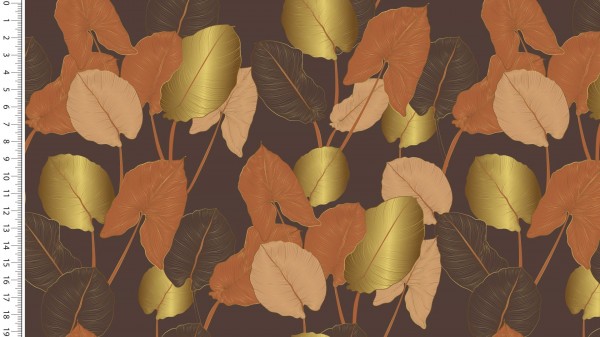 Viskose Jersey Digital Golden Leaves - col.0058 braun