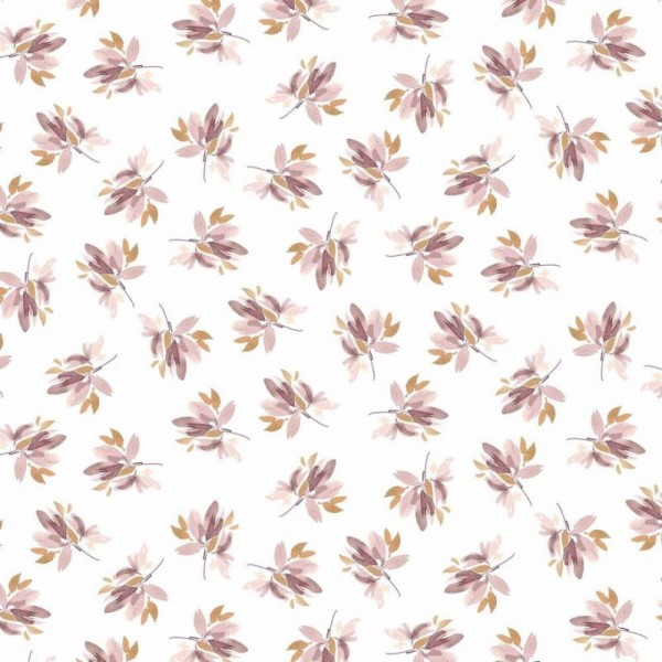 Jersey Digital Flowers and Leaves - Col. 015 white/old blush