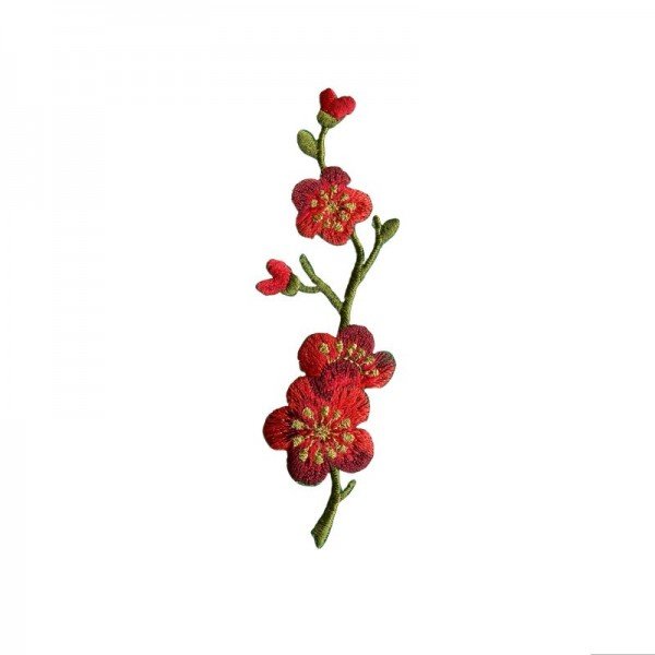 Applikation Blumenranke, Kirschblüte, rot
