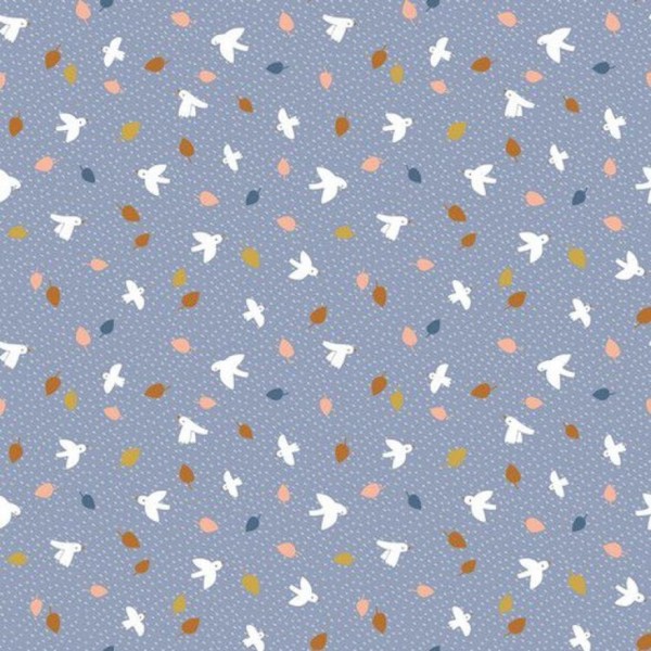 Poplin Little Birds - Col. 005 blue shadow