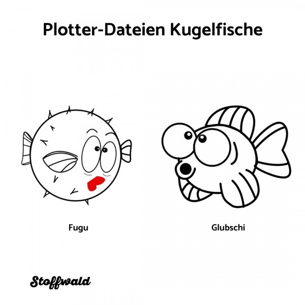 Plotter-Datei 2 Kugelfische (Fugu und Glubschi)