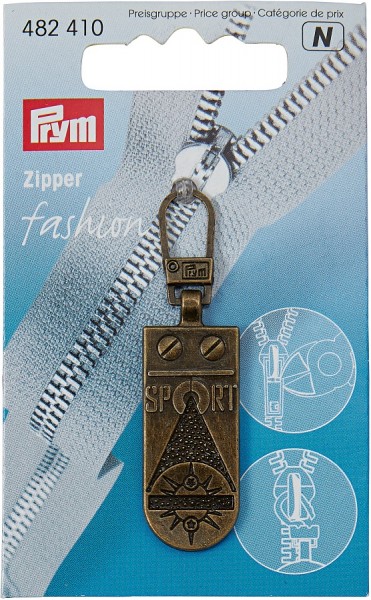 Fashion-Zipper, Sportstar, altmessing