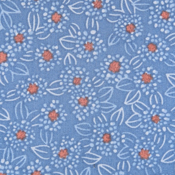 Poplin Stretch Flowers 1 - col. 001 blau
