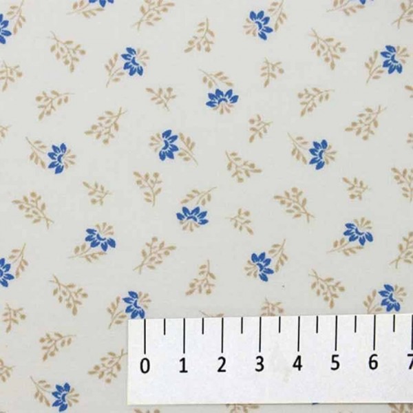 Baumwoll Kretonne Blumen - col. 008 blau/beige