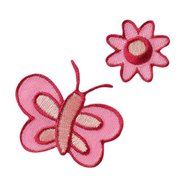 Applikation Blume + Schmetterling - rosa