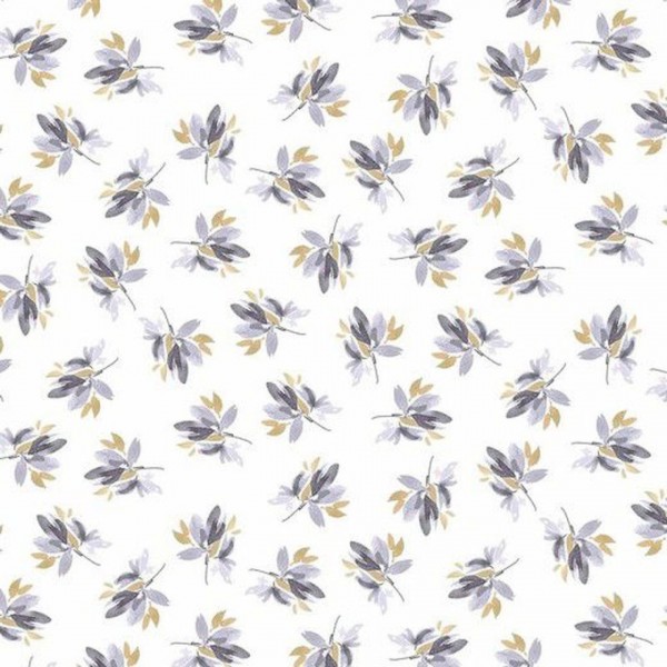 Jersey Digital Flowers and Leaves - Col. 014 white/lavender