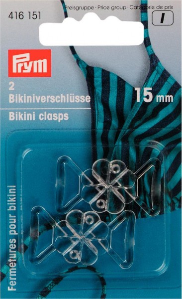 Bikiniverschluss Kleeblatt, transparent, 15mm