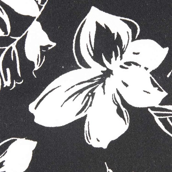 Cotton Satin Stretch Flowers - col. 001 schwarz