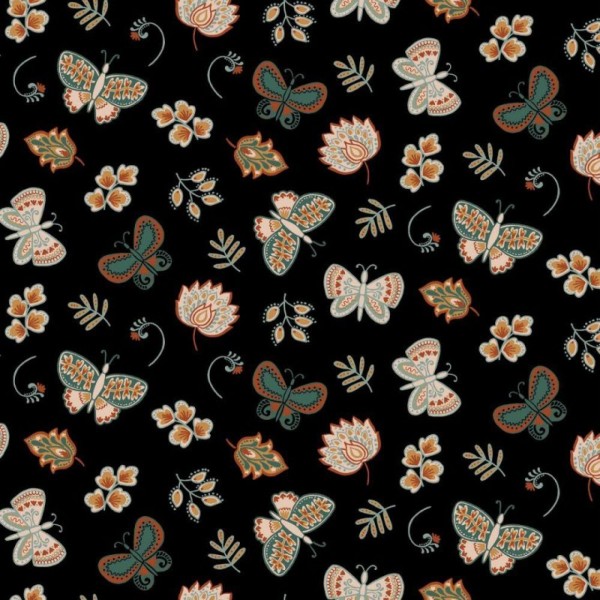 Jersey Flowers and Butterflies - Col. 001 black