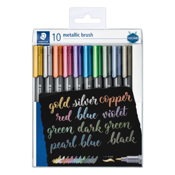 Marker-Set metallic brush 10 St verschiedene Farben