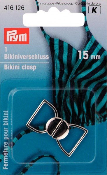 Bikiniverschluss, silber, 15mm
