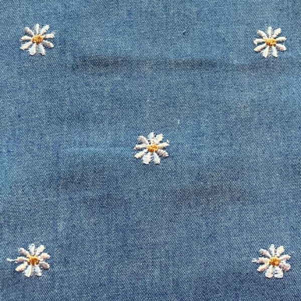 Jeans Embroidery Daisy - Col. 001 light blue