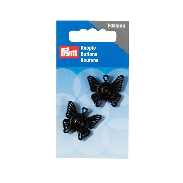 Annäh-Druckknöpfe Schmetterling 25 mm - schwarz ,2 Stk.