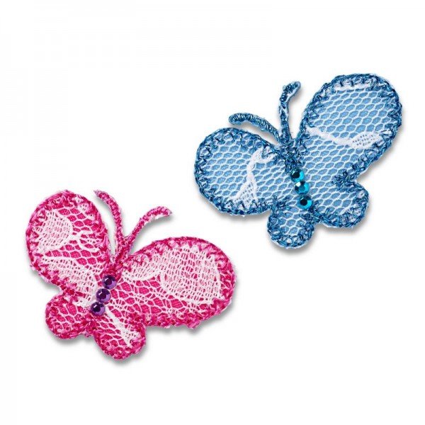 Applikation Schmetterlinge, pink/blau 2 Stk.