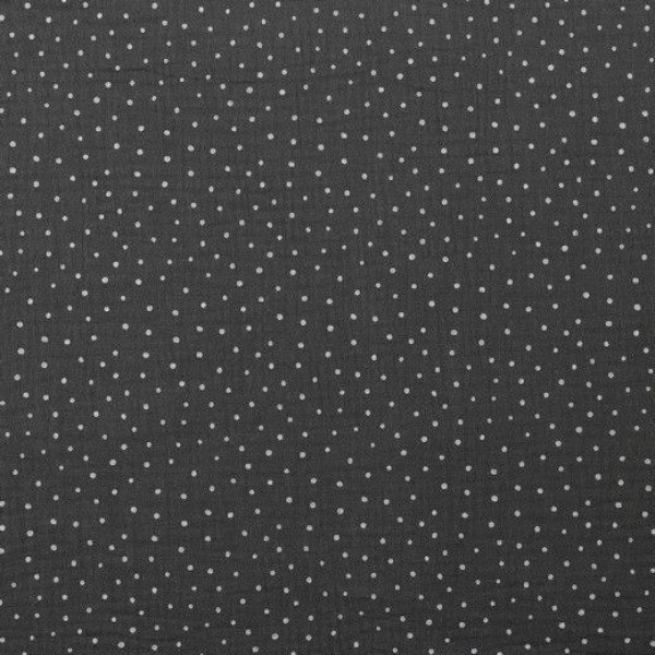 Double Gauze Design Little Dots - col. 022 dunkelgrau