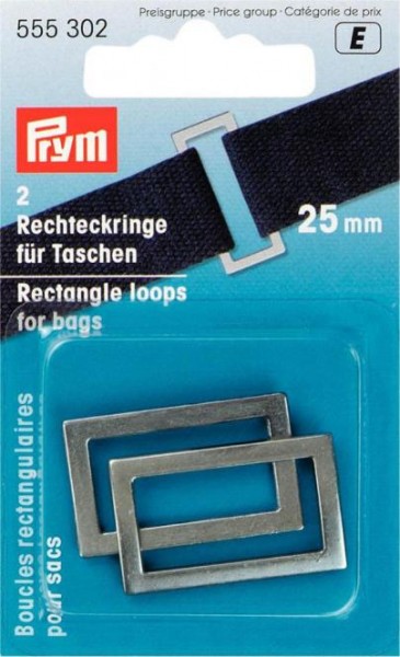 Rechteck-Ringe für Taschen altsilber, 25mm, 2 Stk.