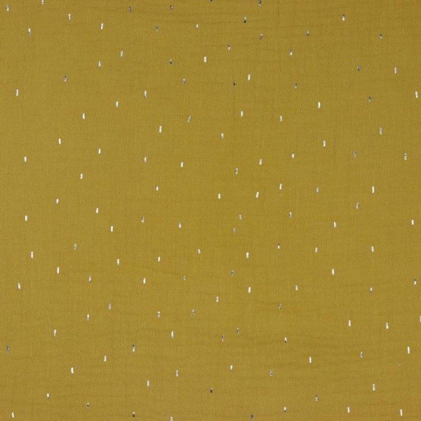 Double Gauze Design Foil Stripes - col. 002 ochre/gold