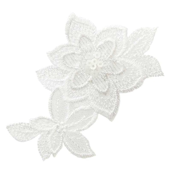 Applikation Blumenornament - weiß