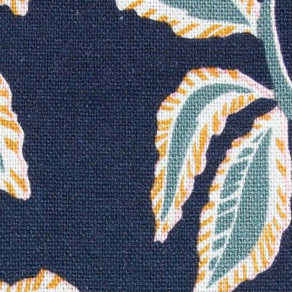 Linen Viscose Washed Leaves - col. 003 navy