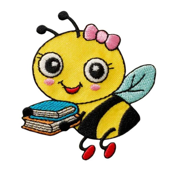Applikation Biene mit Büchern
