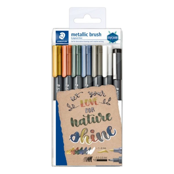 Marker-Set metallic brush 6 St verschiedene Farben & 1 pigment Liner