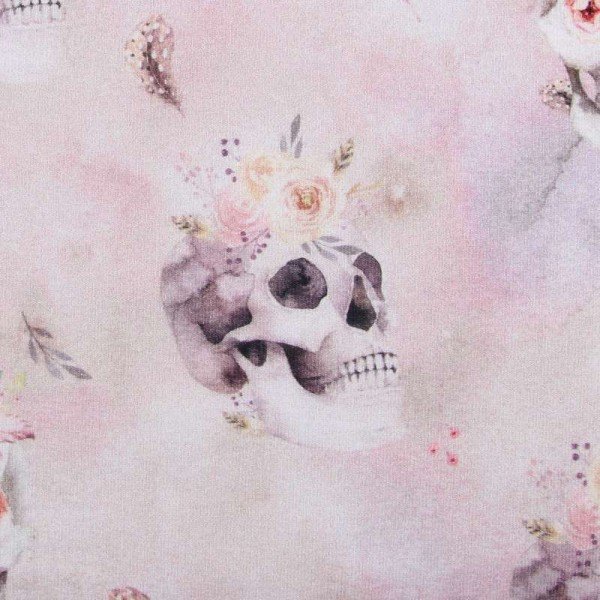 French Terry GOTS Digital Skull (Totenkopf) - col. 002 light rose