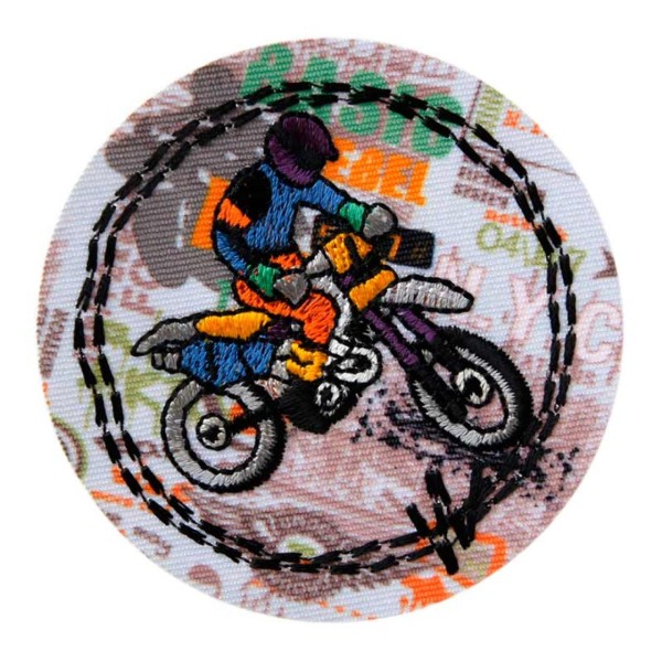 Applikation Cross Mopedfahrer - farbig
