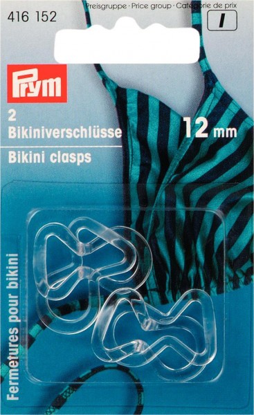 Bikiniverschluss Schlinge, transparent, 12mm, 2 Stk.