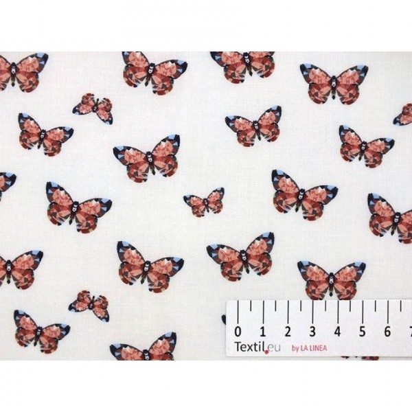 Baumwoll Kretonne Schmetterlinge - col. 101 weiß-rot