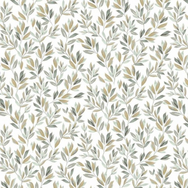 Jersey Digital Flowers and Leaves - Col. 032 white/green